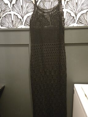 SHEIN Black Crochet Maxi Swim Coverup
